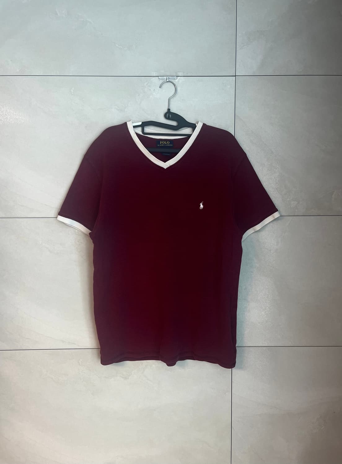 폴로 랄프로렌 와플 반팔 니트 티셔츠 버건디 와인 [XL]  상품이미지1