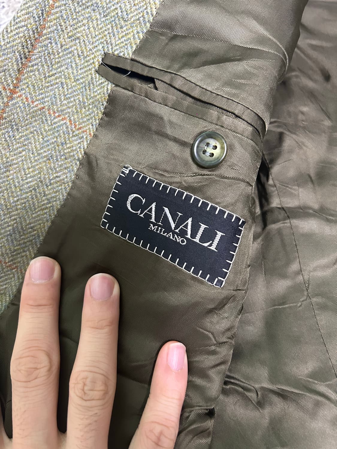 이태리제 카날리 체크 블레이저 사이즈 100~105 상품이미지4