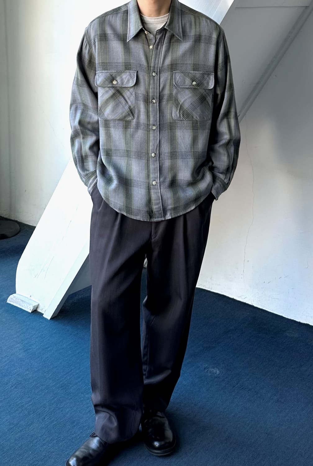 Acrylic woven check work shirt 상품이미지7