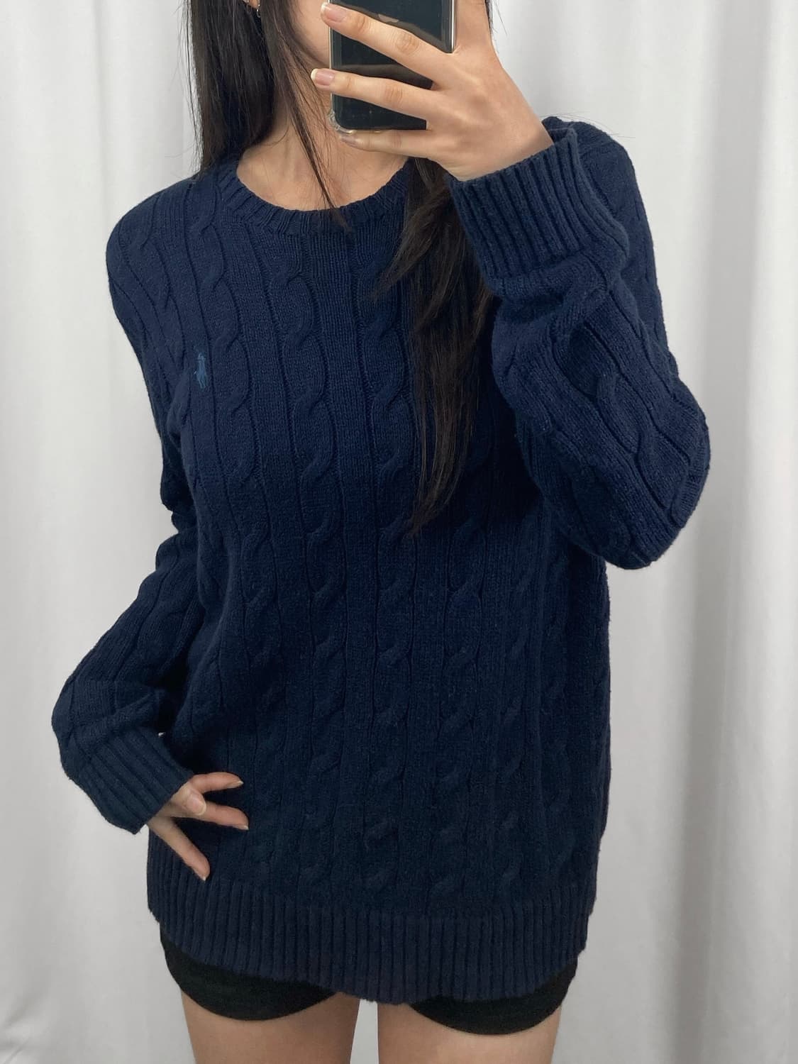 폴로 네이비 꽈배기 니트 상품이미지3