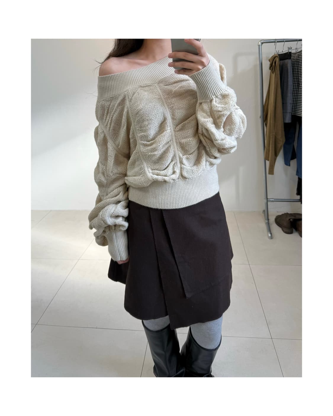 빈티지 셔링 니트 상품이미지2