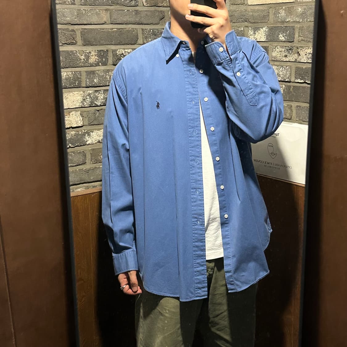 L) 폴로 랄프로렌 클래식 솔리드 셔츠 블루 블레이크핏 상품이미지8