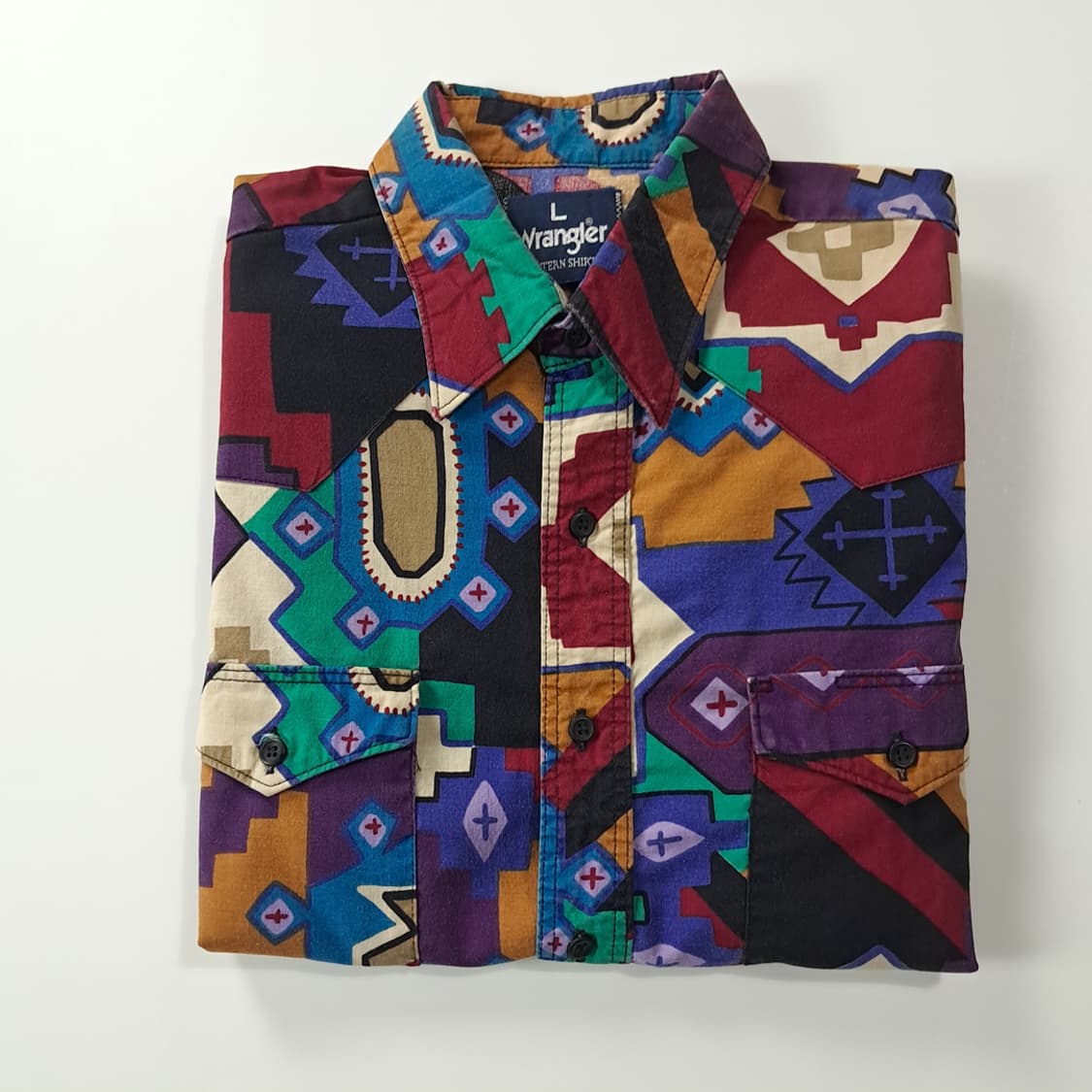 CK368 L 랭글러 90s 아즈텍패턴 웨스턴 반팔 셔츠 남방 상품이미지6
