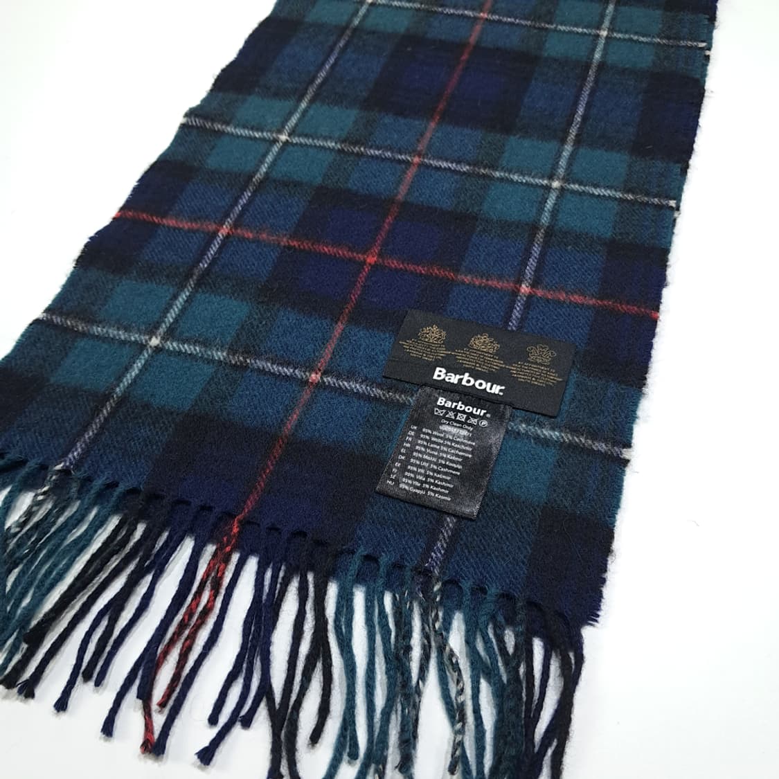 MX538 바버 00s 울캐시미어 타탄체크 네이비 머플러 목도리 상품이미지3