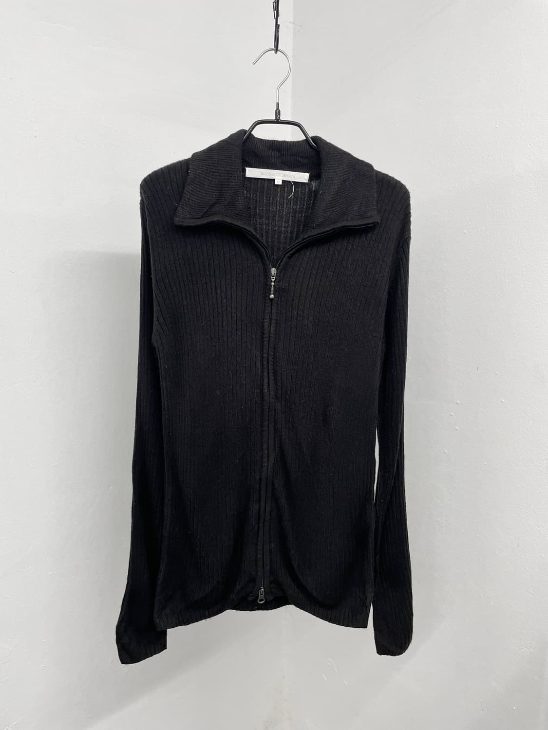 블랙 골지 투웨이 니트 집업 상품이미지3