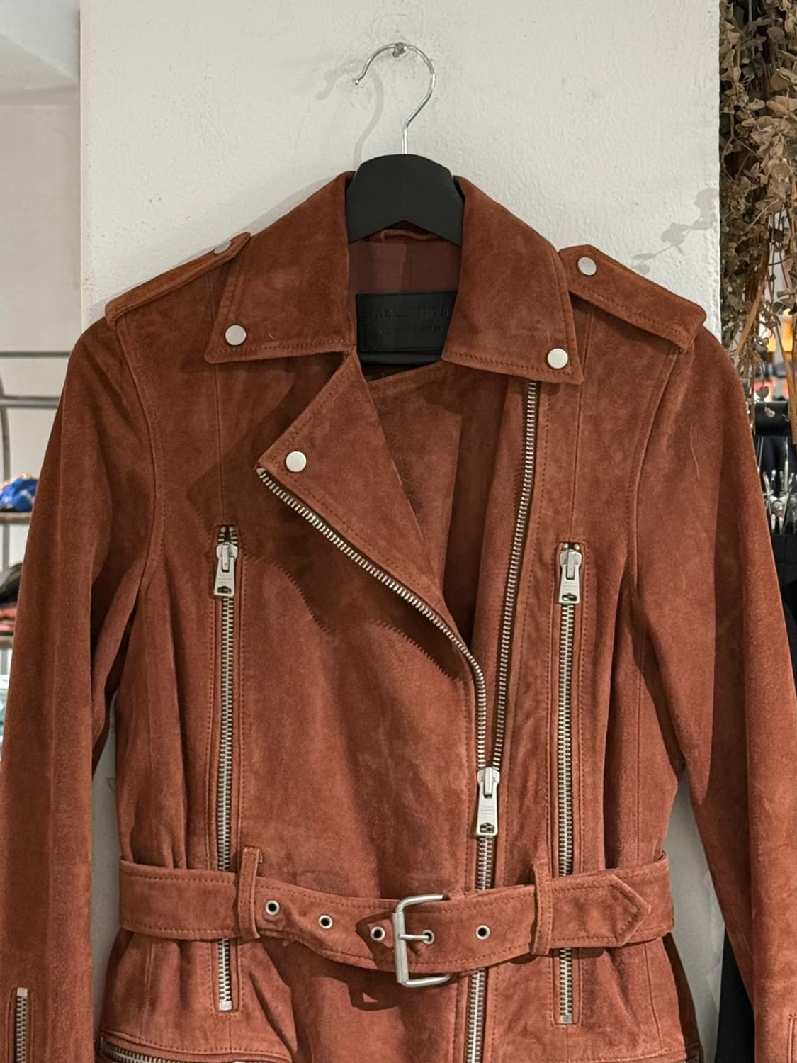 올세인츠 브릭브라운 고트 레더 스웨이드 트렌치 코트 상품이미지4