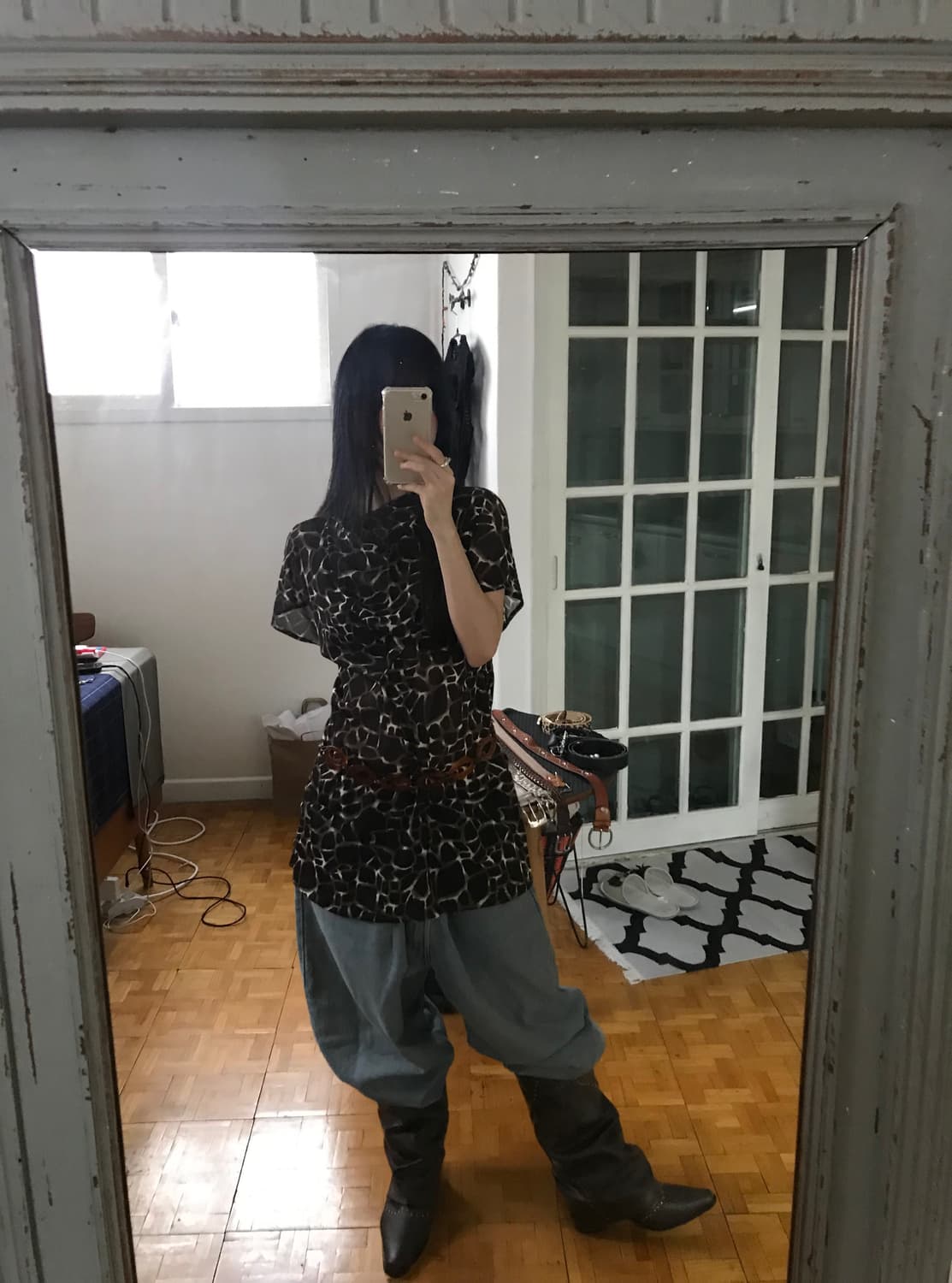 vintage mash pattern top 상품이미지3