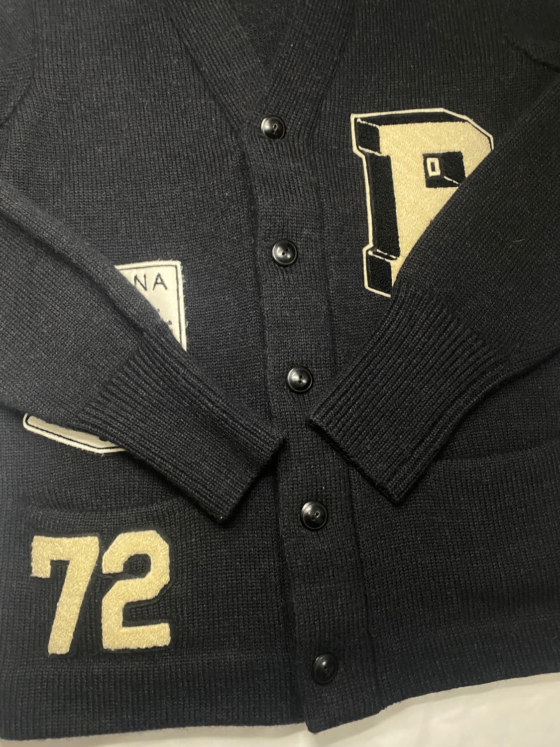 Pherrows 페로우즈 가디건 레터맨 버팔로 패치 울100 상품이미지5