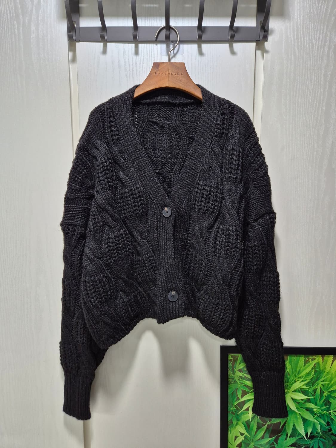블랙 케이블 니트 가디건 상품이미지1