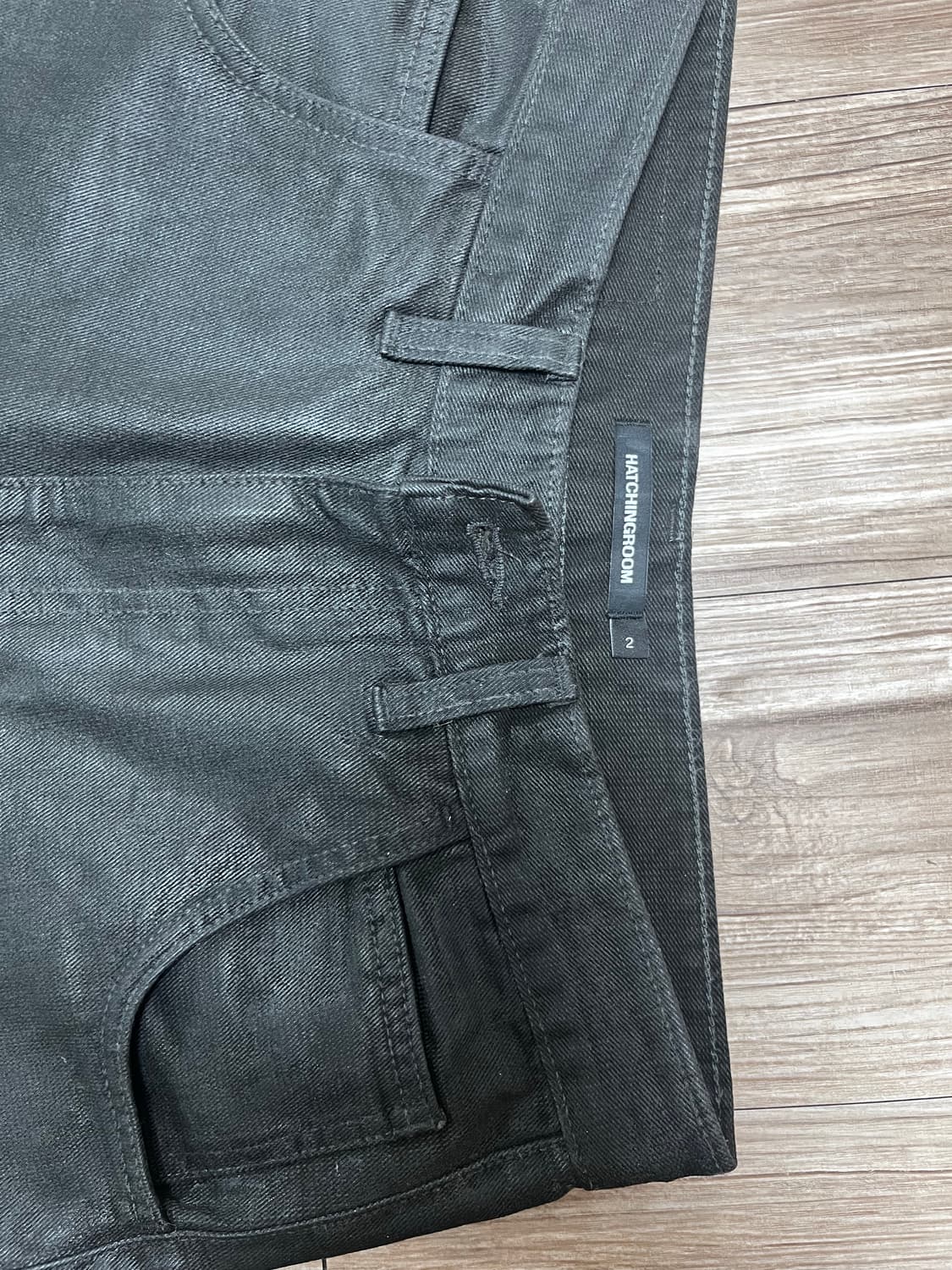 (HATCHINGROOM) Waxed Jeans Charcoal (2) 상품이미지3