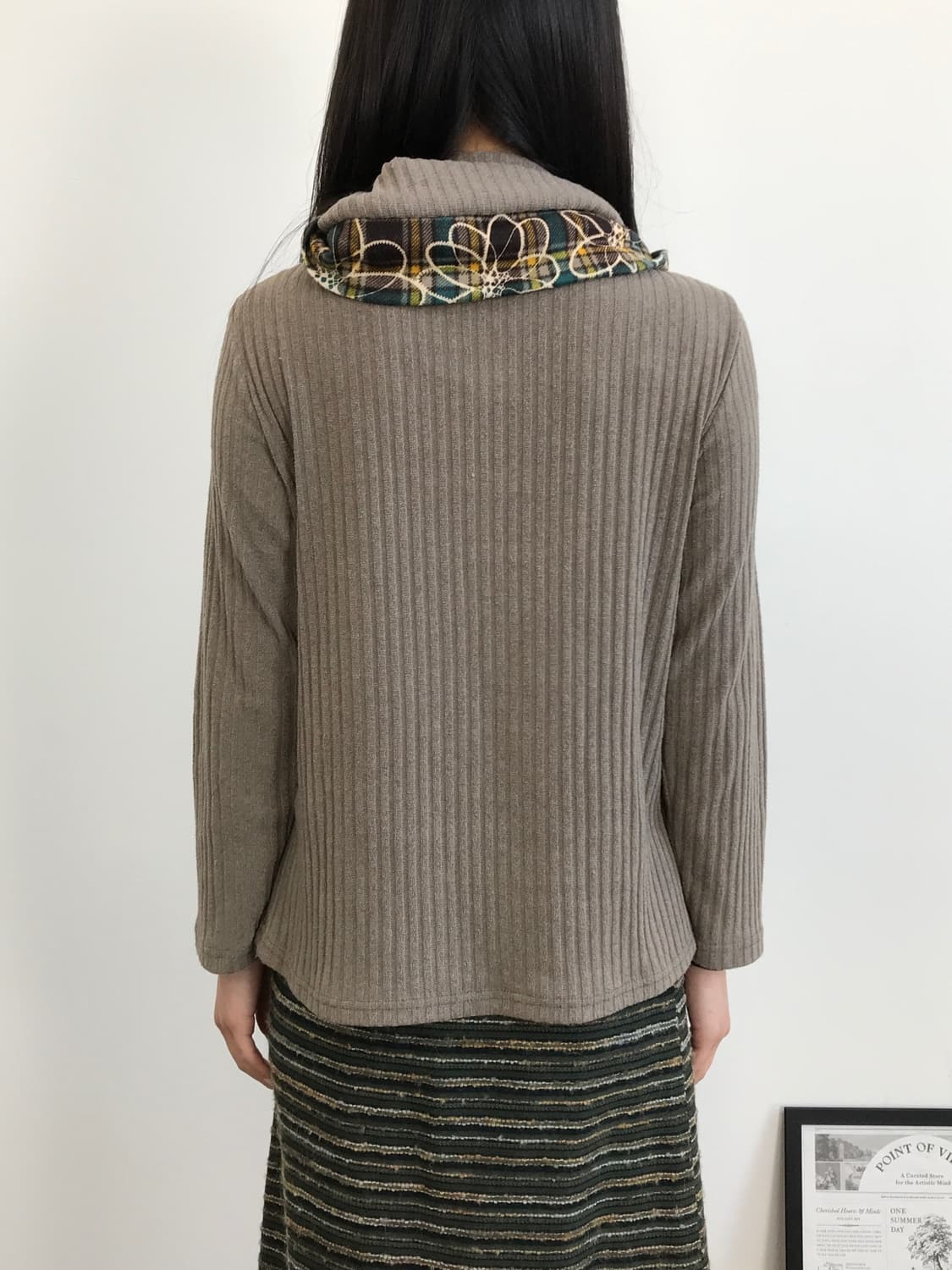 Jpn 'RUPUAU' Floral Plaid Cowl Neck Top 상품이미지3