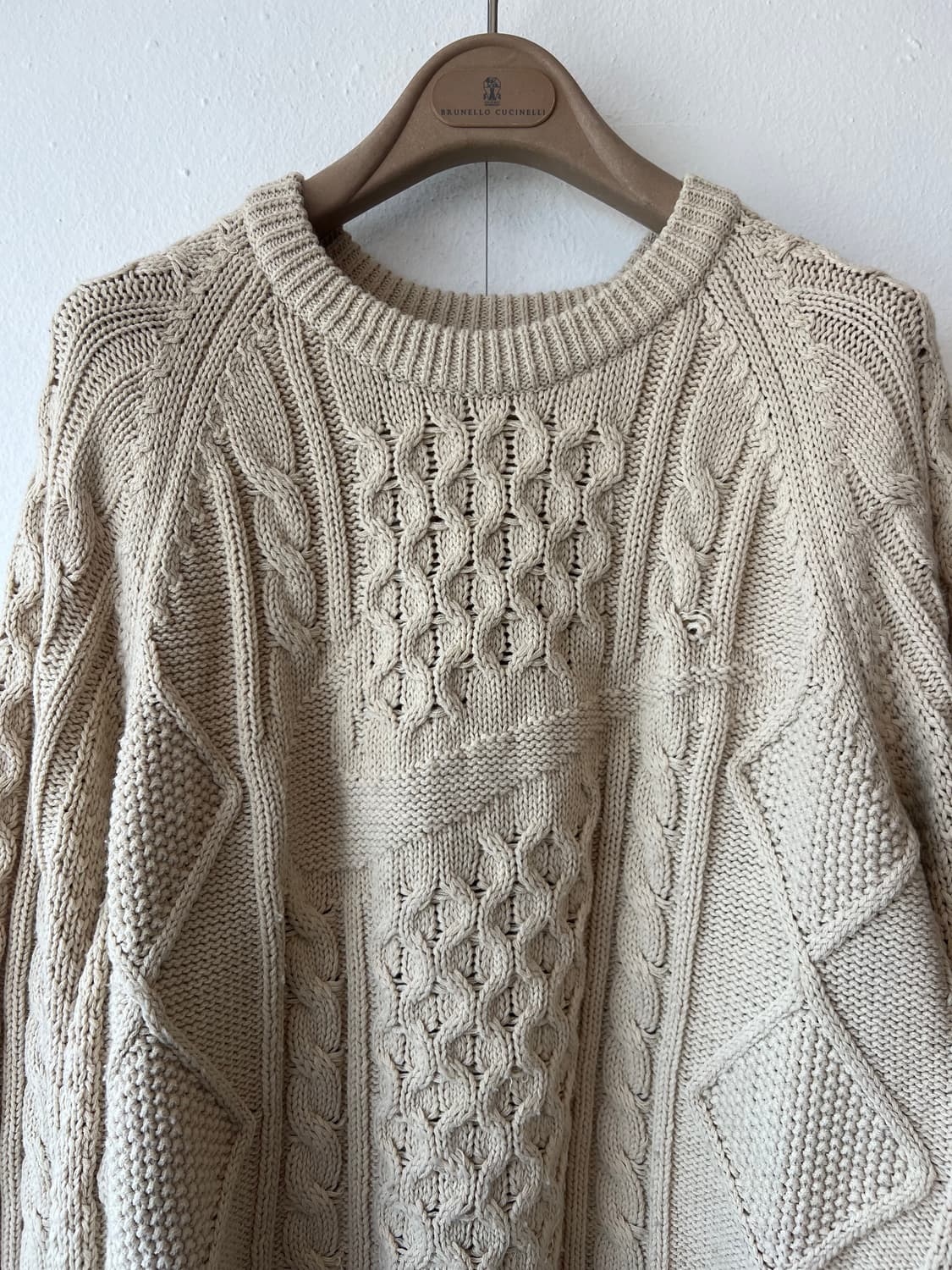 나이키 남여공용 아이보리베이지 라운드니트 케이블니트 상품이미지1