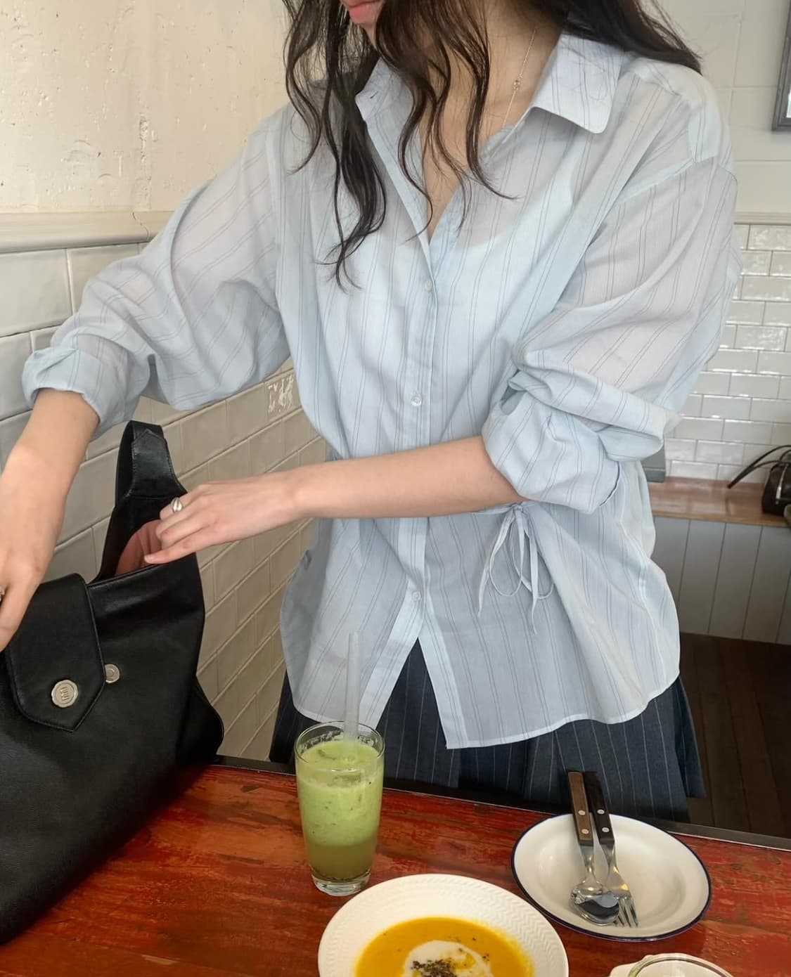 타낫 T/T Muje stripe blouse blue 뮤제 블라우스 상품이미지7