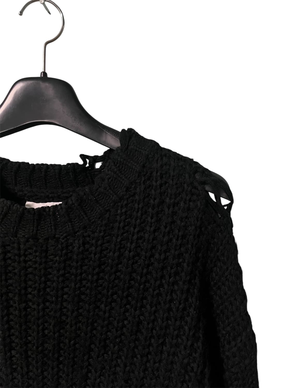 [M] 카미야 디스트레스드 풀오버 니트 블랙 상품이미지2