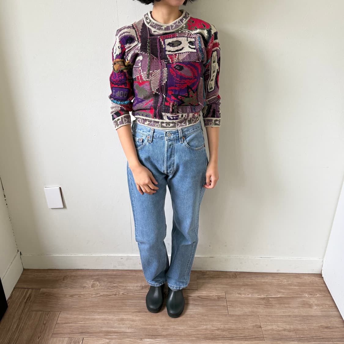 쿠지 그래픽 아이 케이블 스웨터 상품이미지2