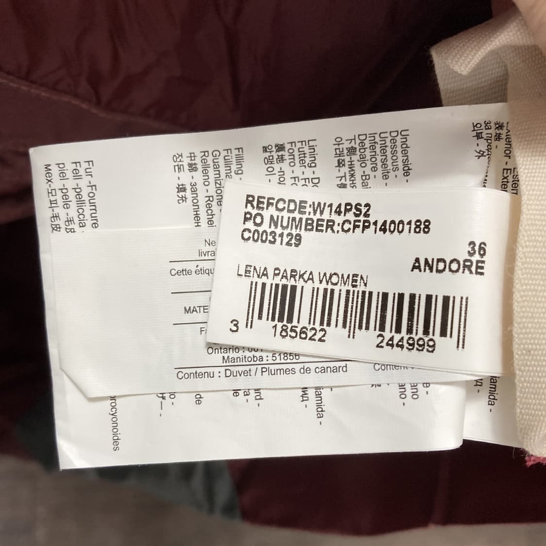 피레넥스 정품 여성라쿤 오리털 패딩자켓 S  상품이미지5