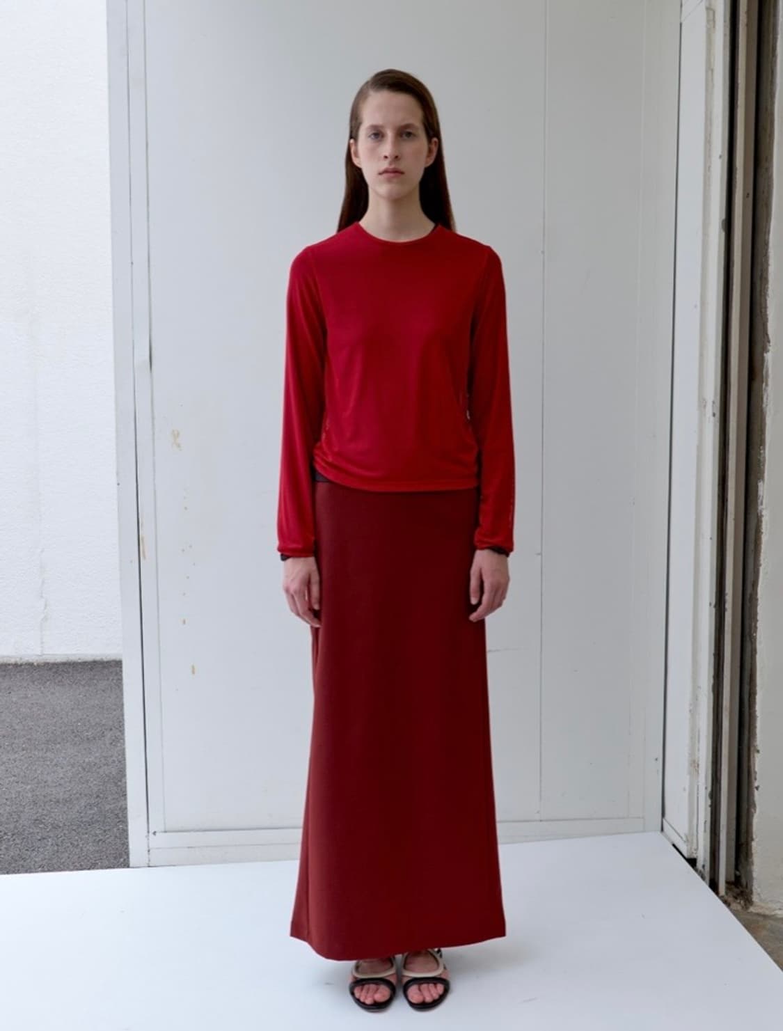 pica JACQUARD BACK BANDING MAXI SKIRT 상품이미지1