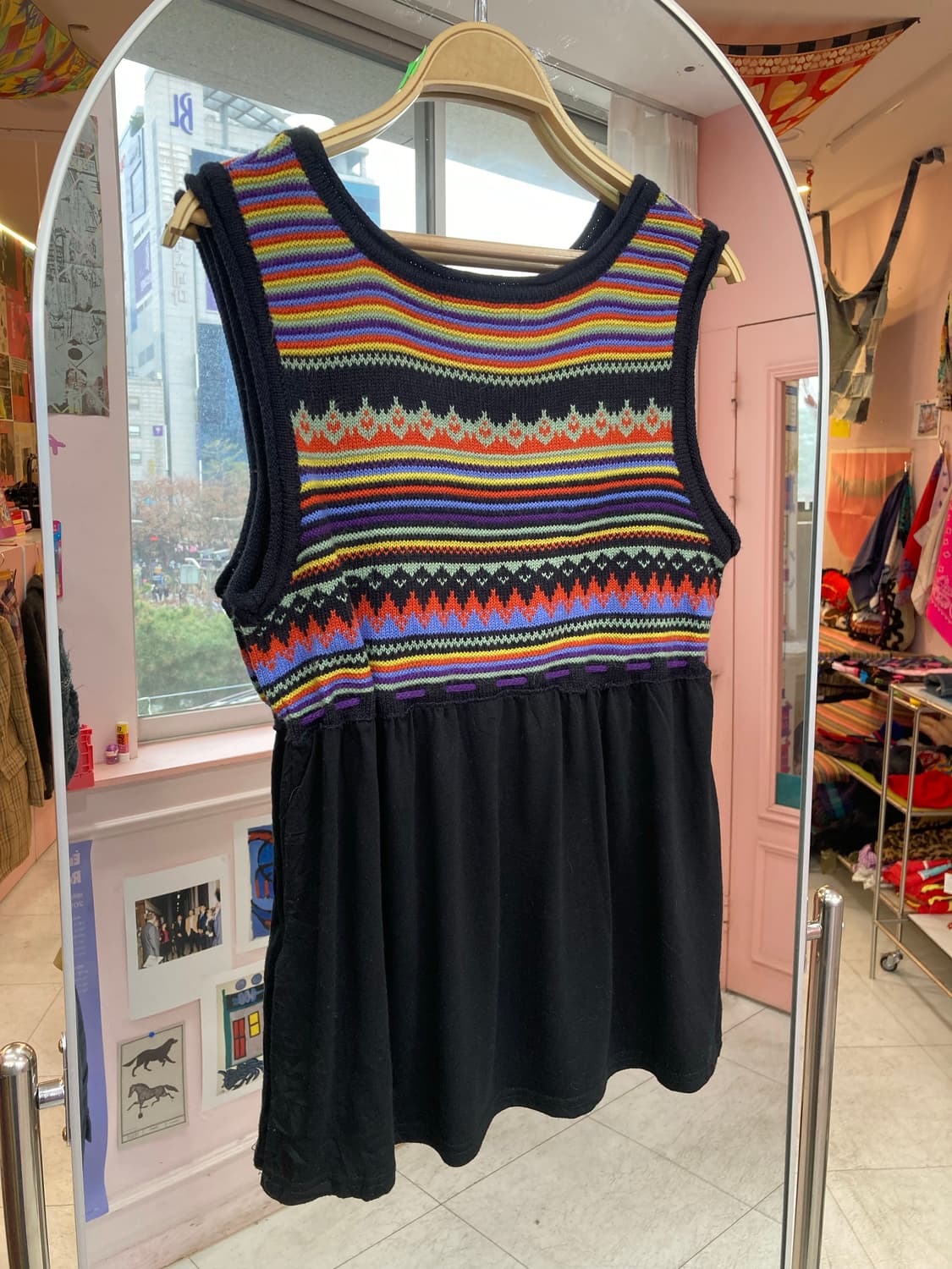 빈티지 패턴 레이어드 니트 슬리브리스 상품이미지5