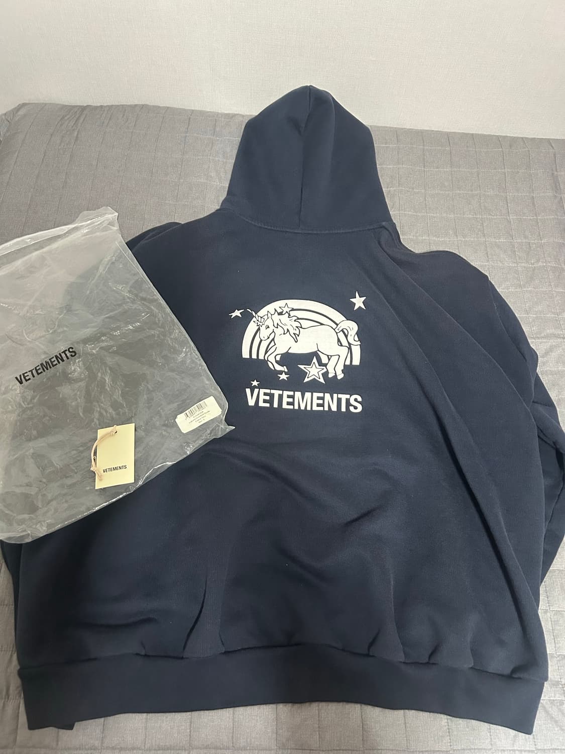 [L] 베트멍 유니콘 후드 티셔츠 네이비 한정판 상품이미지1