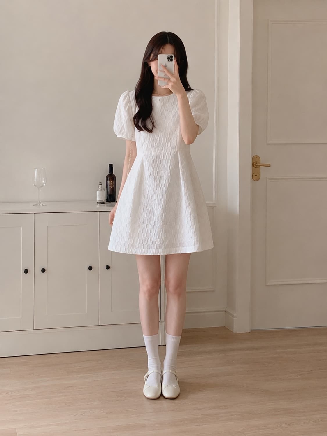 mais 퍼프소매 체크 미니 원피스 F 상품이미지7