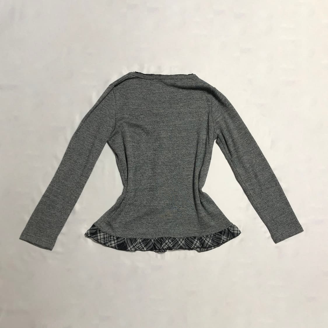 체크 로걀 블라우스 탑  그레이 상품이미지4