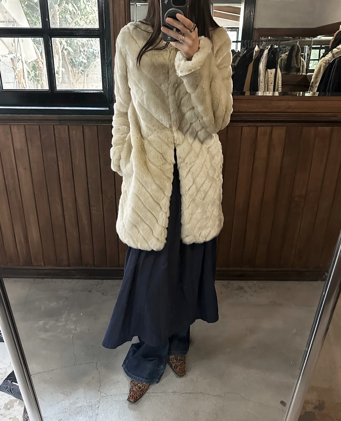 ISSEY MIYAKE ME navy smocked skirt 상품이미지2