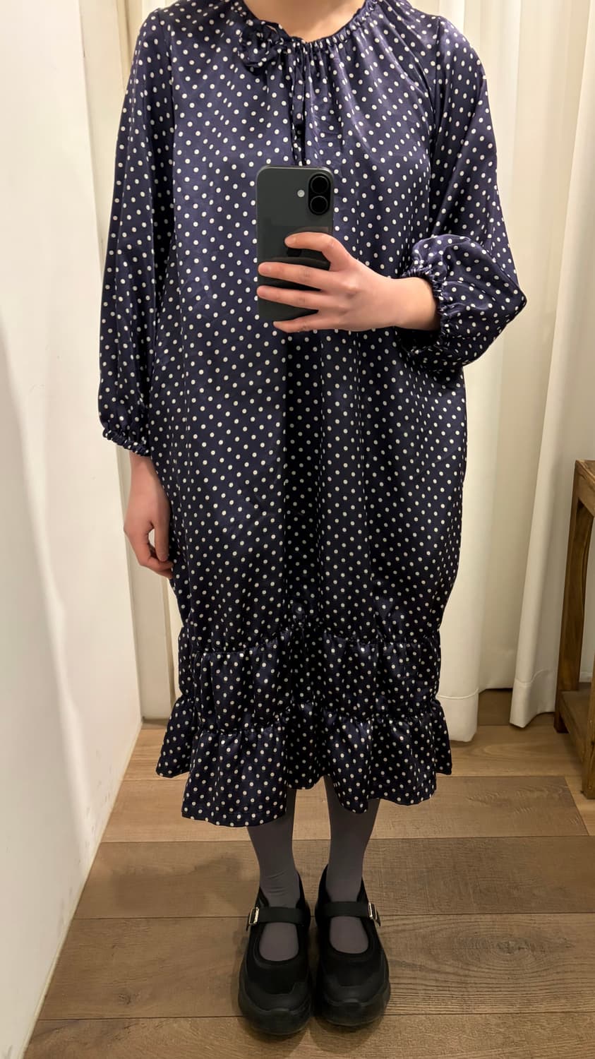 Dot Shirring Satin One Piece 상품이미지8