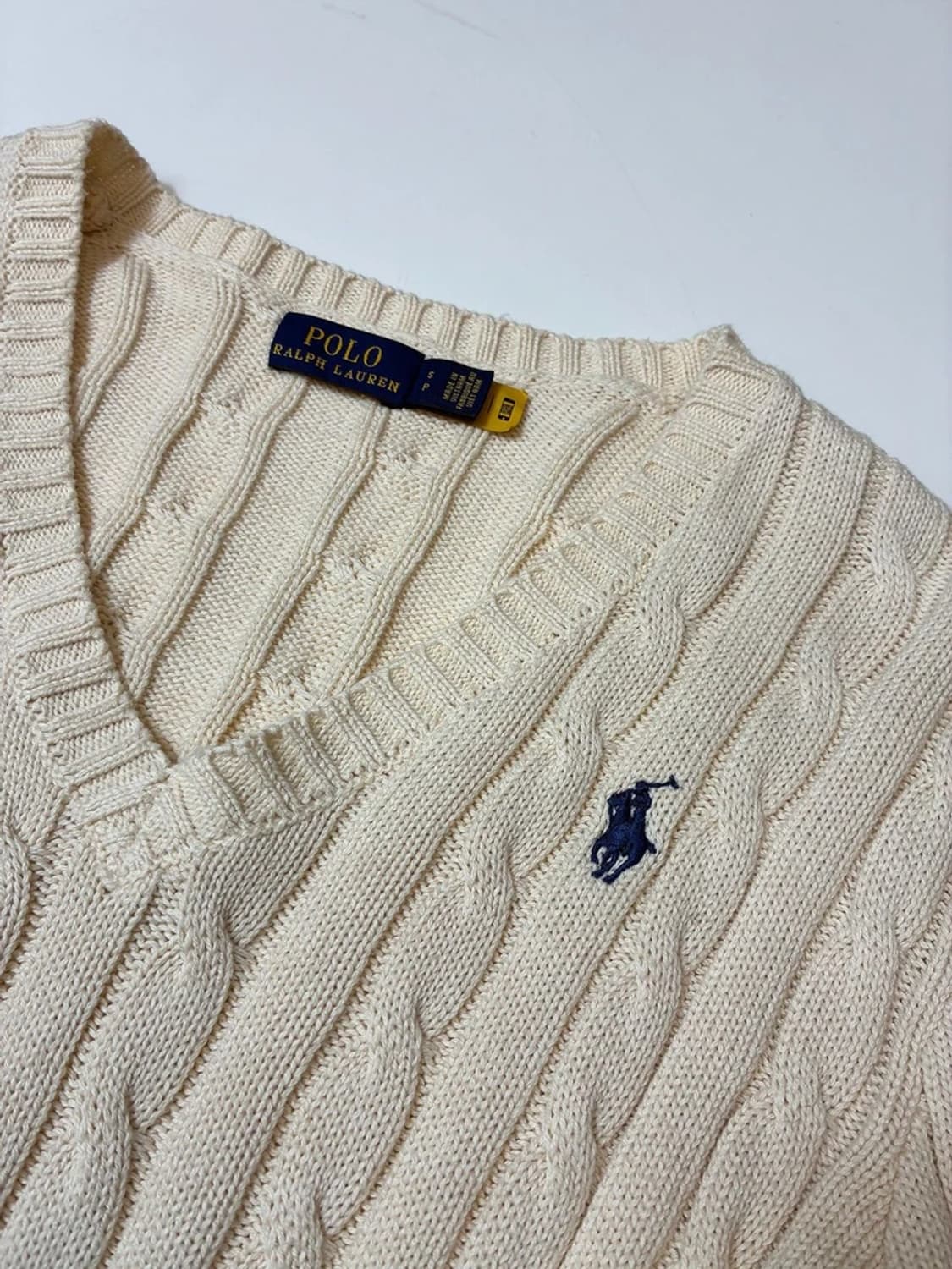 폴로 랄프로렌 큐알 코튼 브이넥 꽈배기 니트 PN8369 상품이미지3