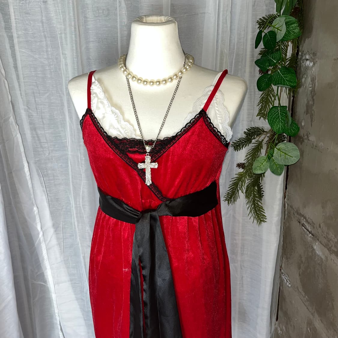 고스 레이스 벨벳 원피스  상품이미지4