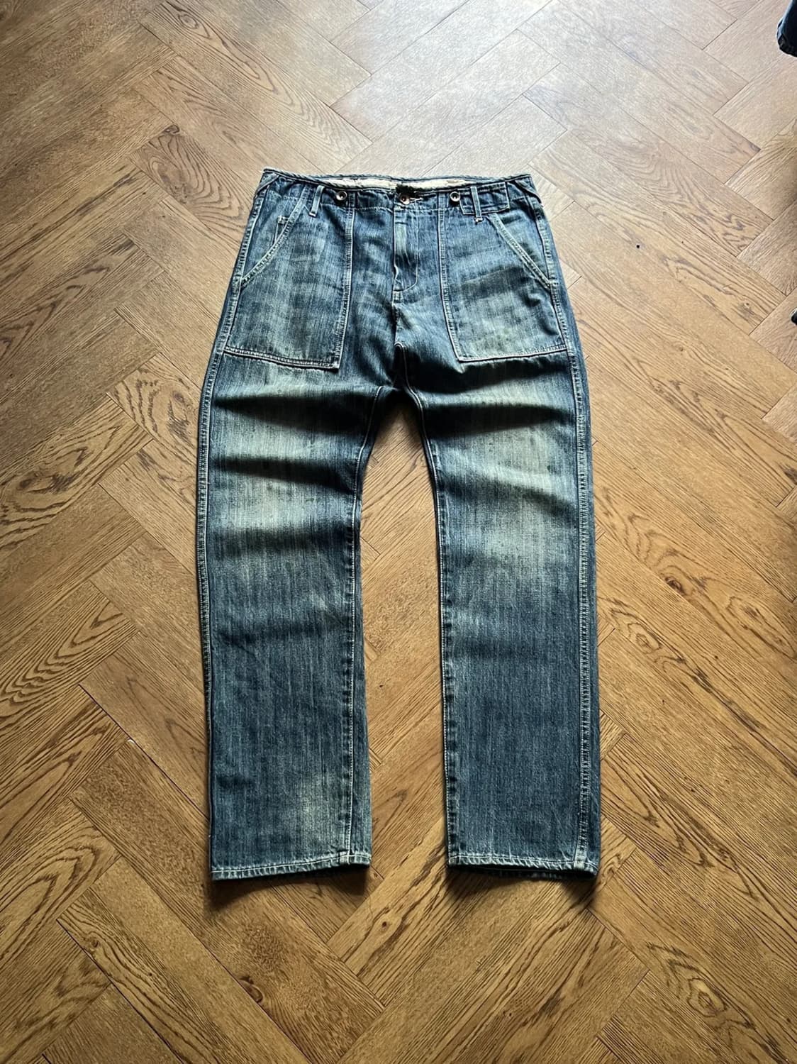 [36]Global Work 글로벌워크 서스펜더 버튼 퍼티그 데님 팬츠 상품이미지1