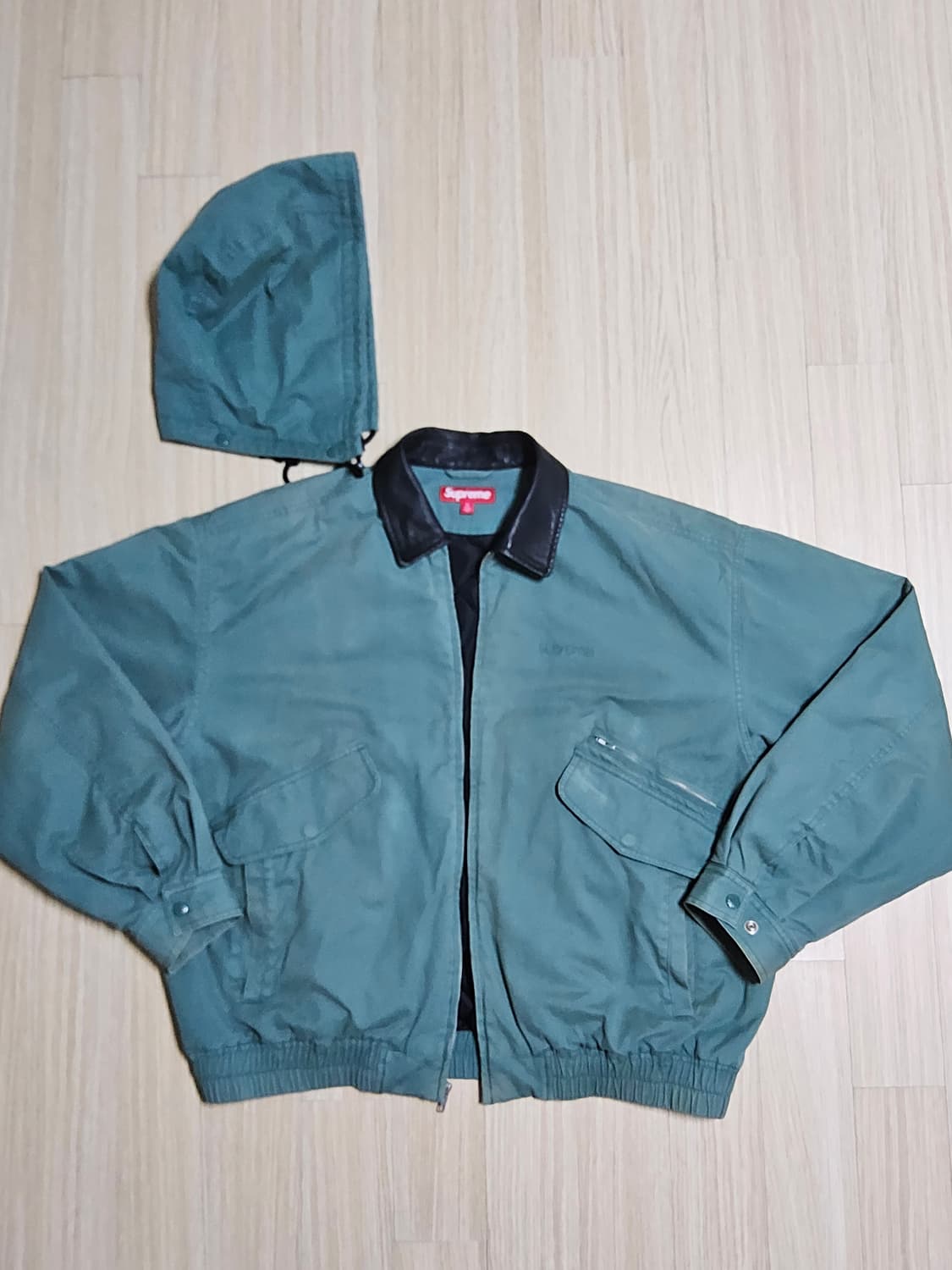 [XL] 슈프림 레더카라 워크자켓 그린 상품이미지1