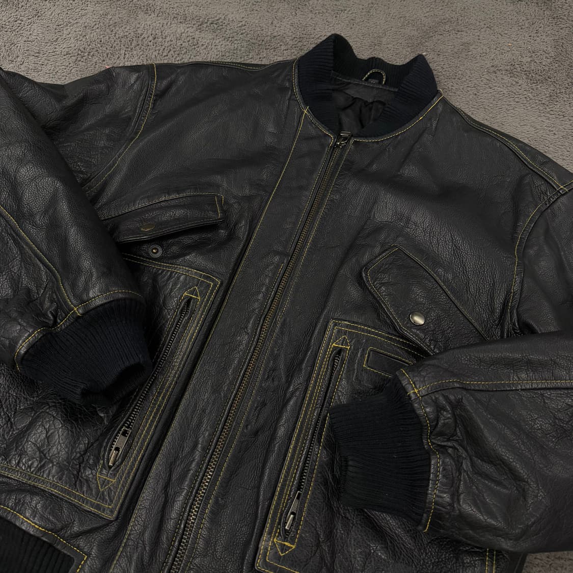 [ M ] 빈티지 스티치 레더 ma-1 항공자켓 상품이미지1