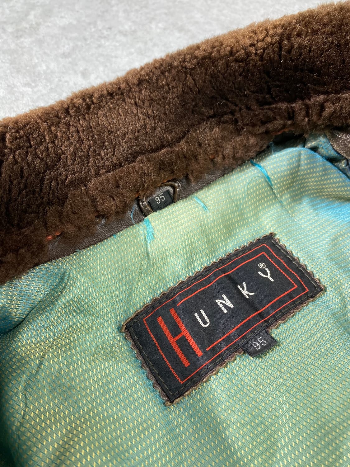 [95] 90s Hunky 브라운 양가죽 레더 봄버자켓 상품이미지9