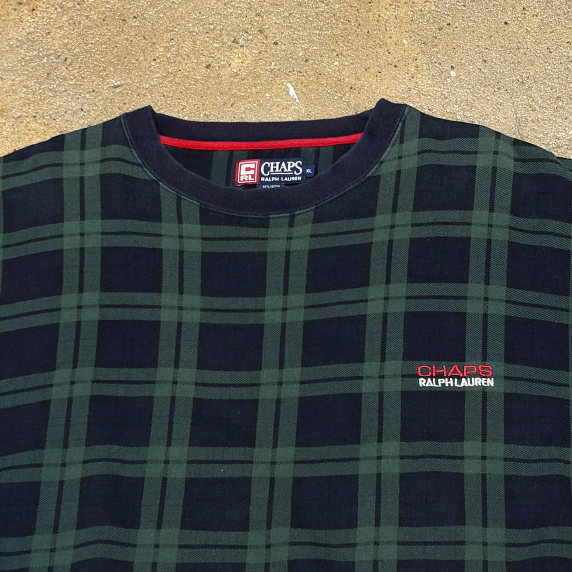 레어 90s 미국 빈티지 챕스 랄프로렌 체크 맨투맨 상품이미지3