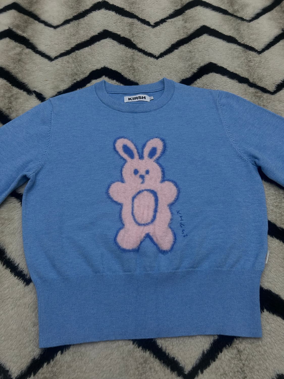 [1]키르시 위티버니 크롭 퍼로고 니트/스카이블루 상품이미지2