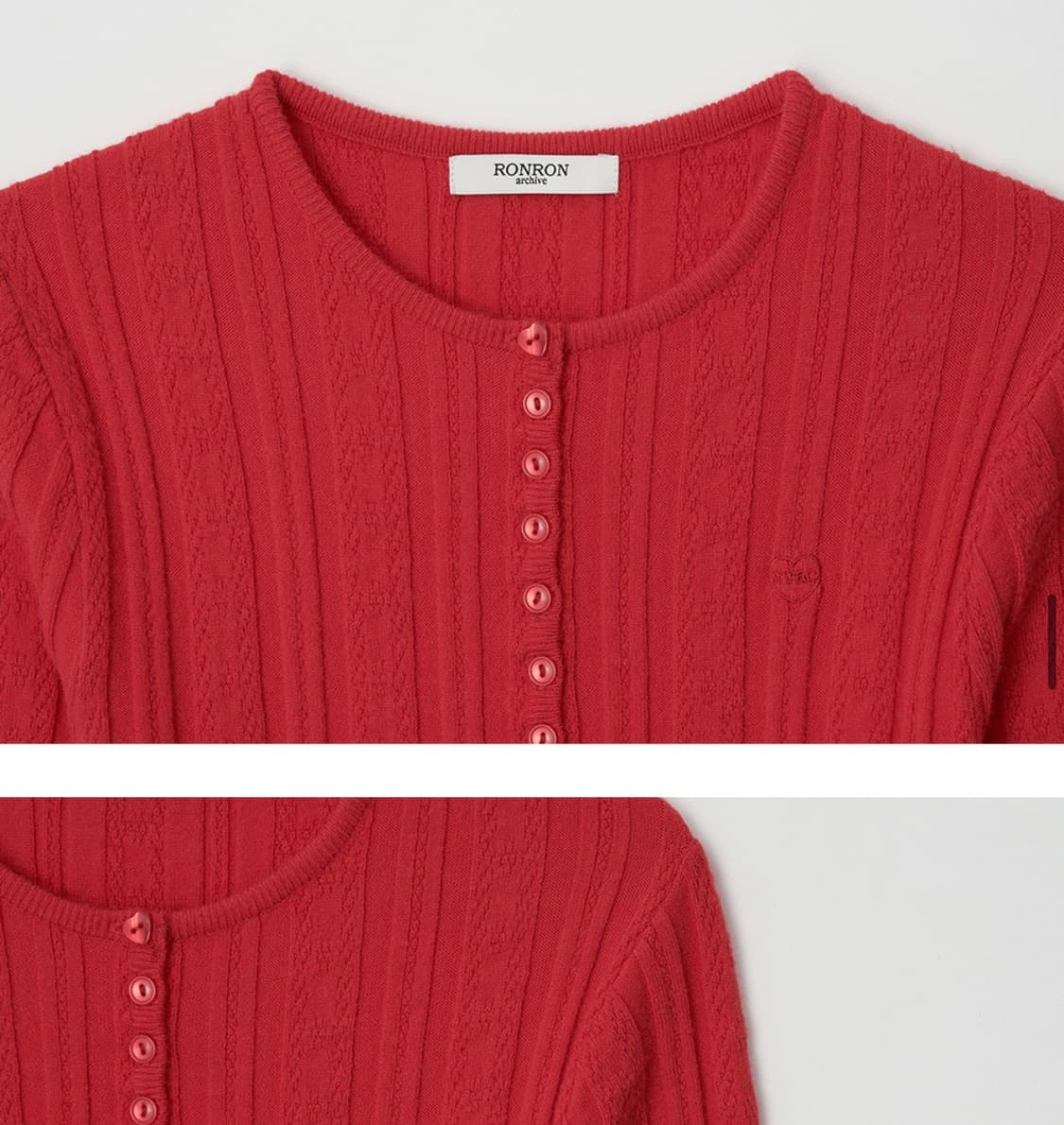 BUTTON POINT SLIM SHORT SLEEVE KNIT RED 상품이미지4