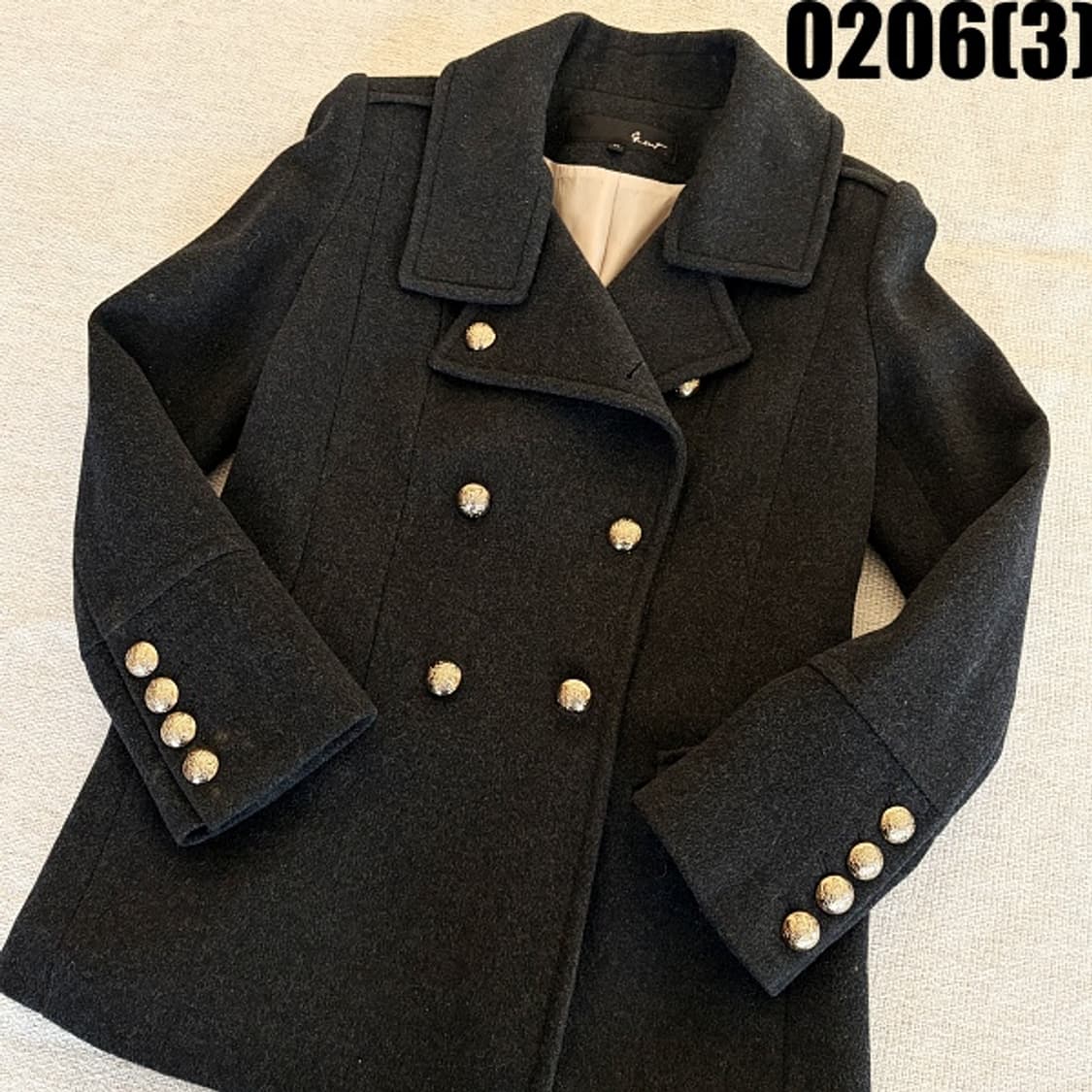 [88-98-165] 지컷 여성 금장단추 모직 더블 코트 0206(3) 상품이미지2