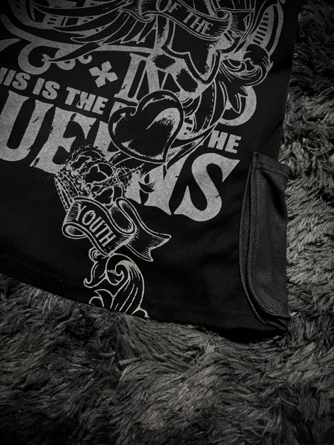 Glitz  블랙 날개 실버 레터링 반팔 후디 상품이미지4