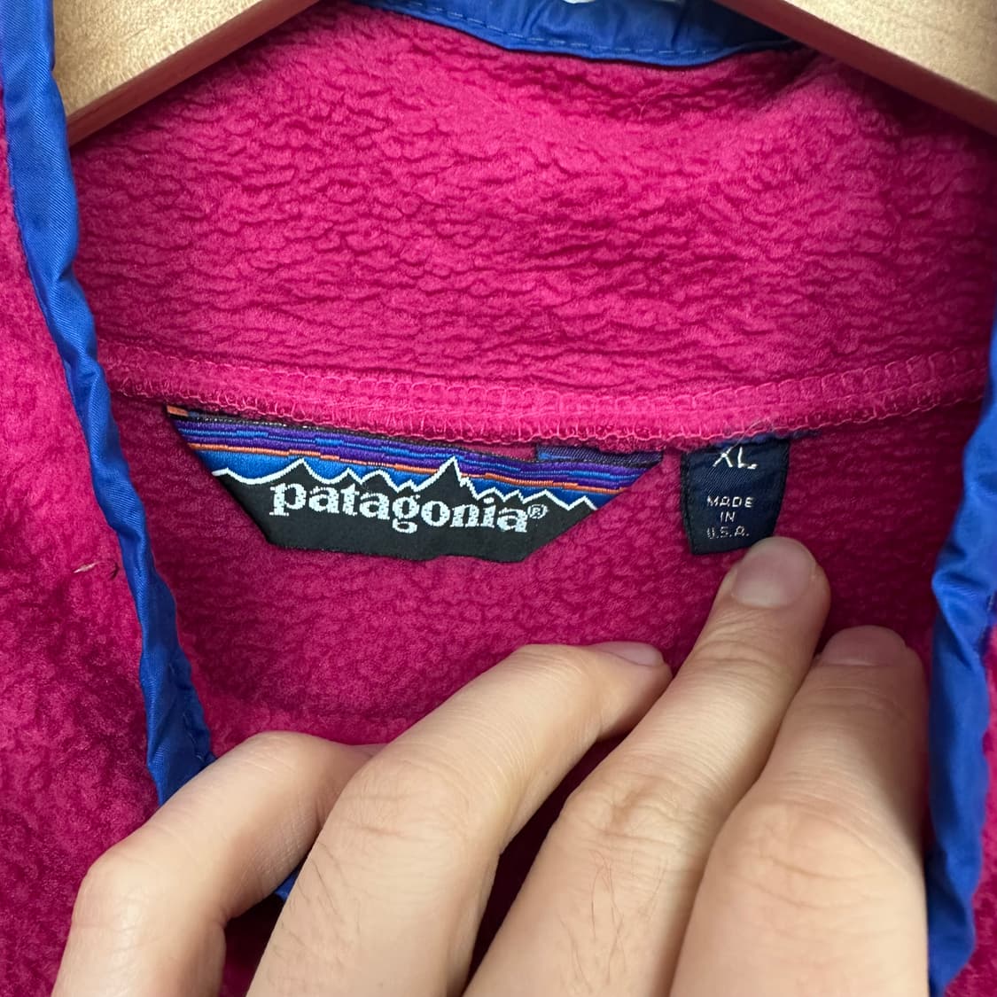 80‘s 파타고니아 신칠라 스냅티 ’핑크/블루‘ 상품이미지5