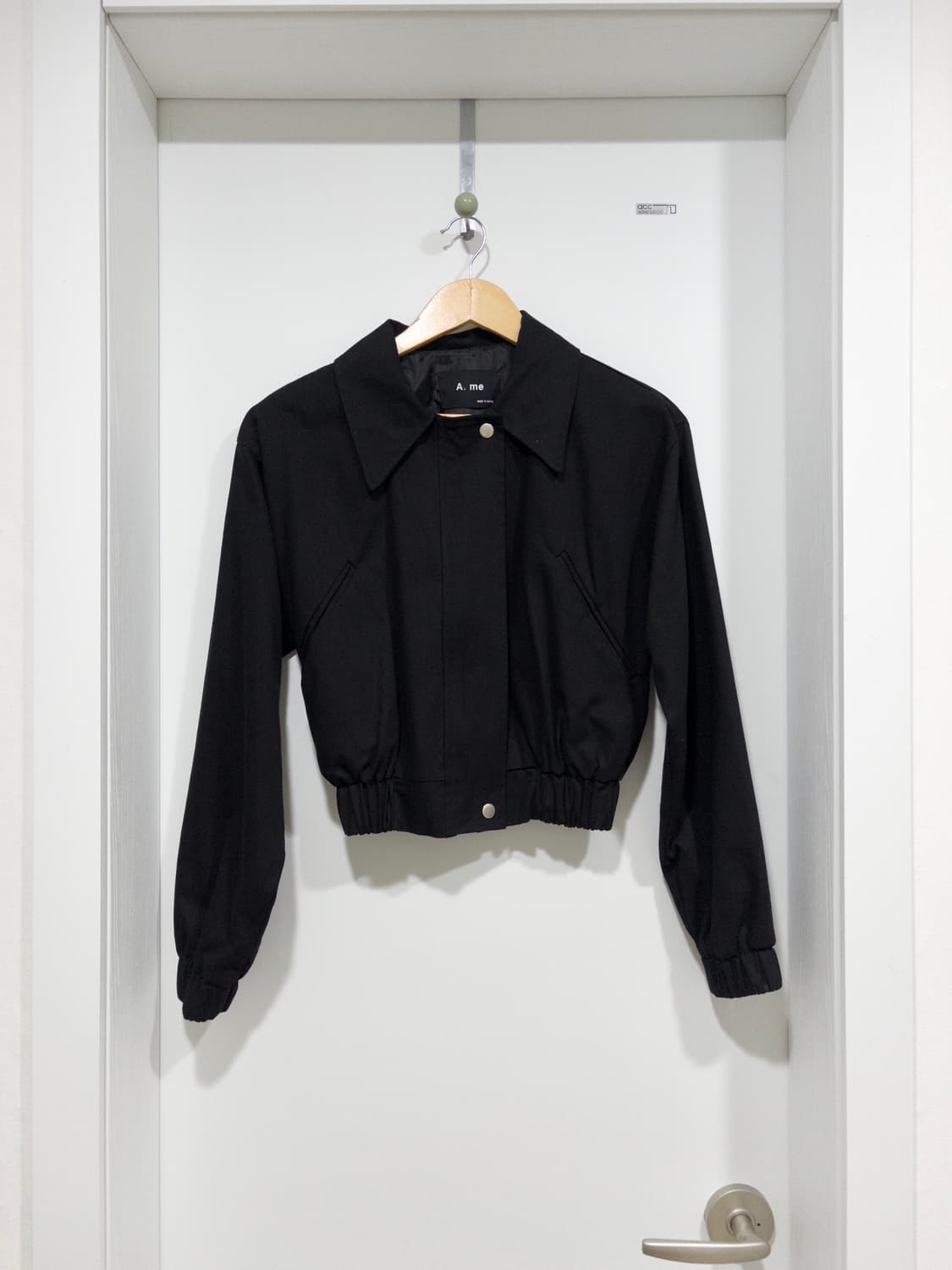 리얼옐로우 코튼 크롭 봄버자켓 / 블랙 상품이미지1