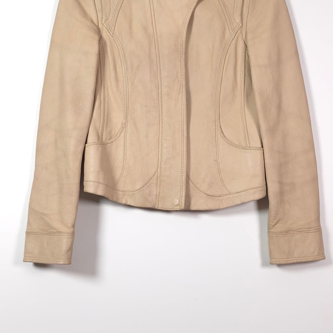 톰보이 빈티지 베이지 램스킨 싱글 라이더 자켓 85 상품이미지4
