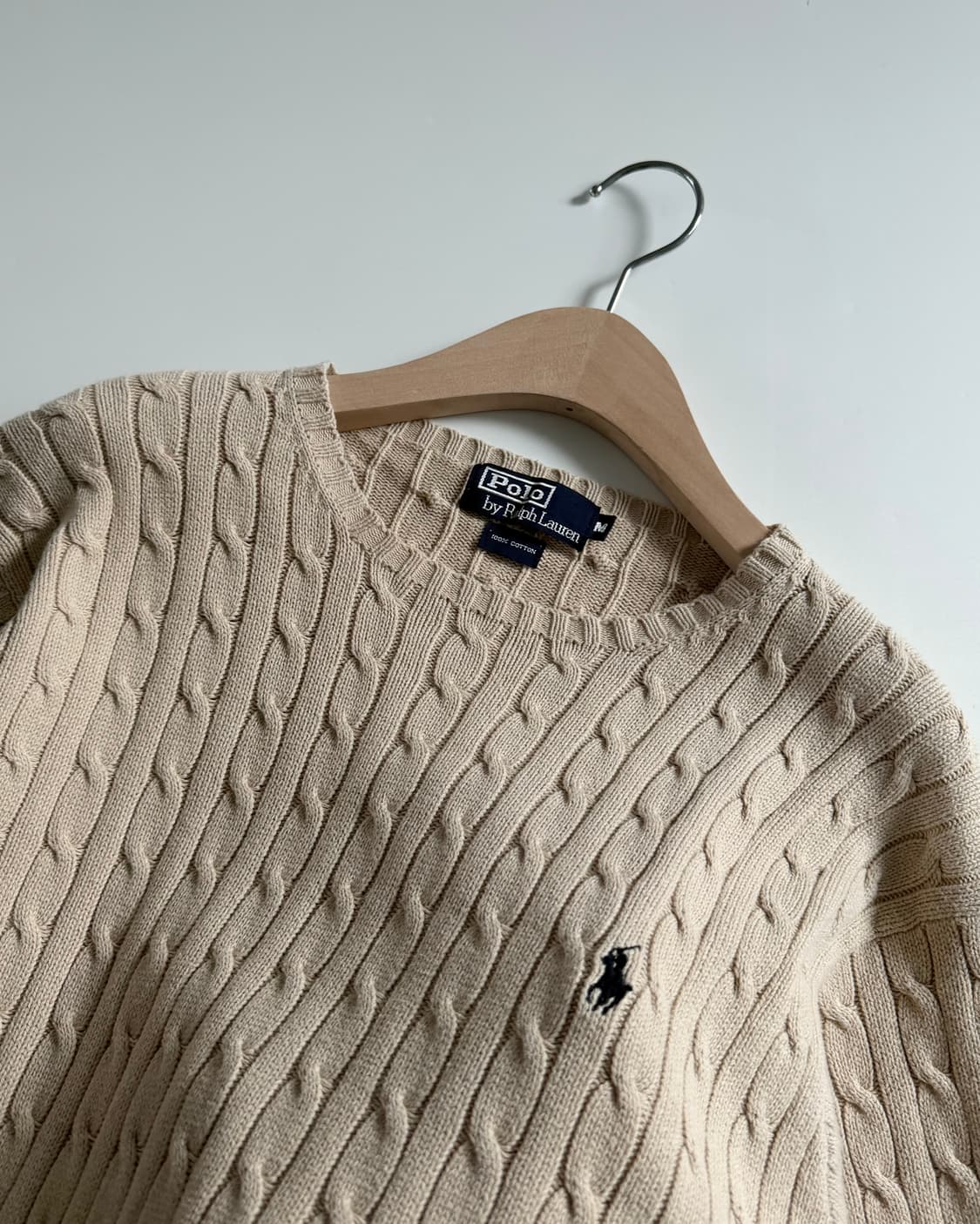 Polo 폴로 랄프로렌 연베이지컬러 코튼 케이블 니트 상품이미지5