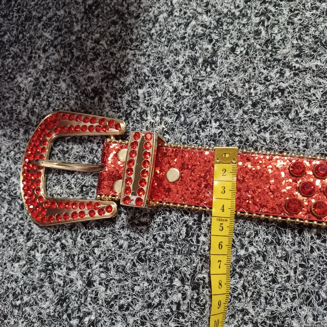 미사용 레드 큐빅 스팽글 벨트 상품이미지7