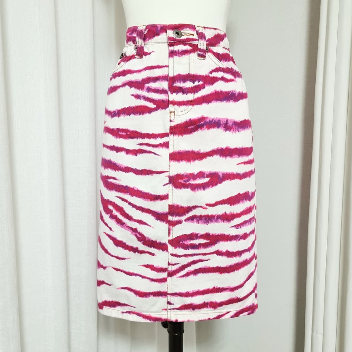 돌체앤가바나 D&G 핑크레오파드 코튼데님 스커트 치마 (표기26/40) 상품이미지1