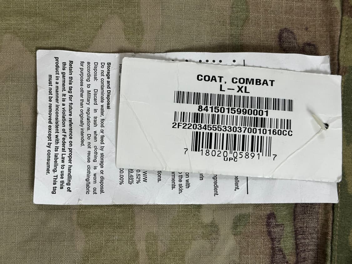 미군 OCP 멀티캠 전투복 상의 (L/XL) (XL) 상품이미지5