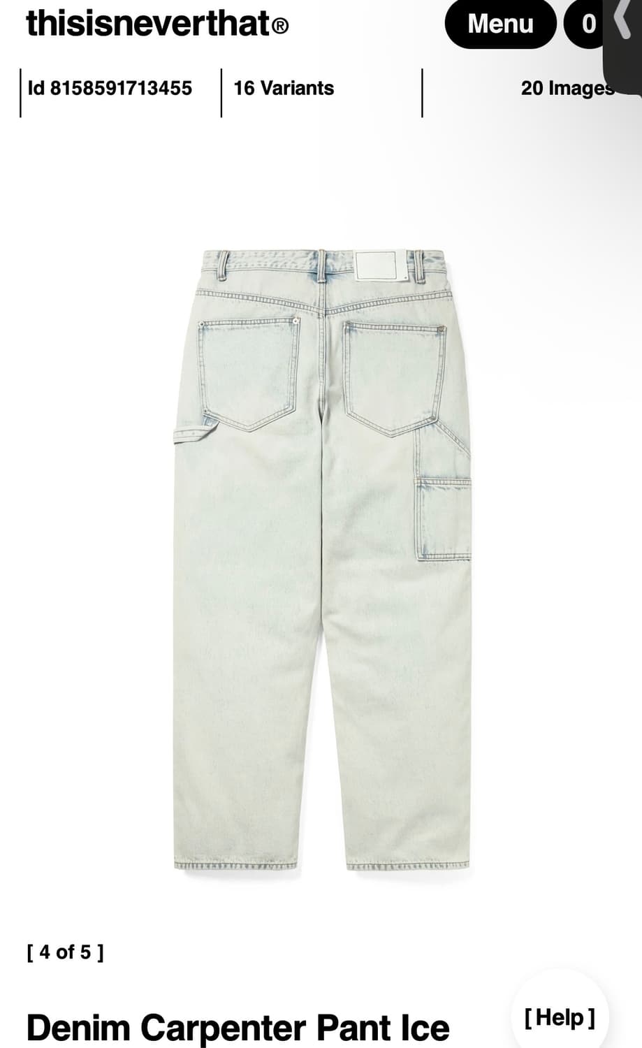 디스이즈네버댓) Denim Carpenter Pant Ice M 상품이미지2
