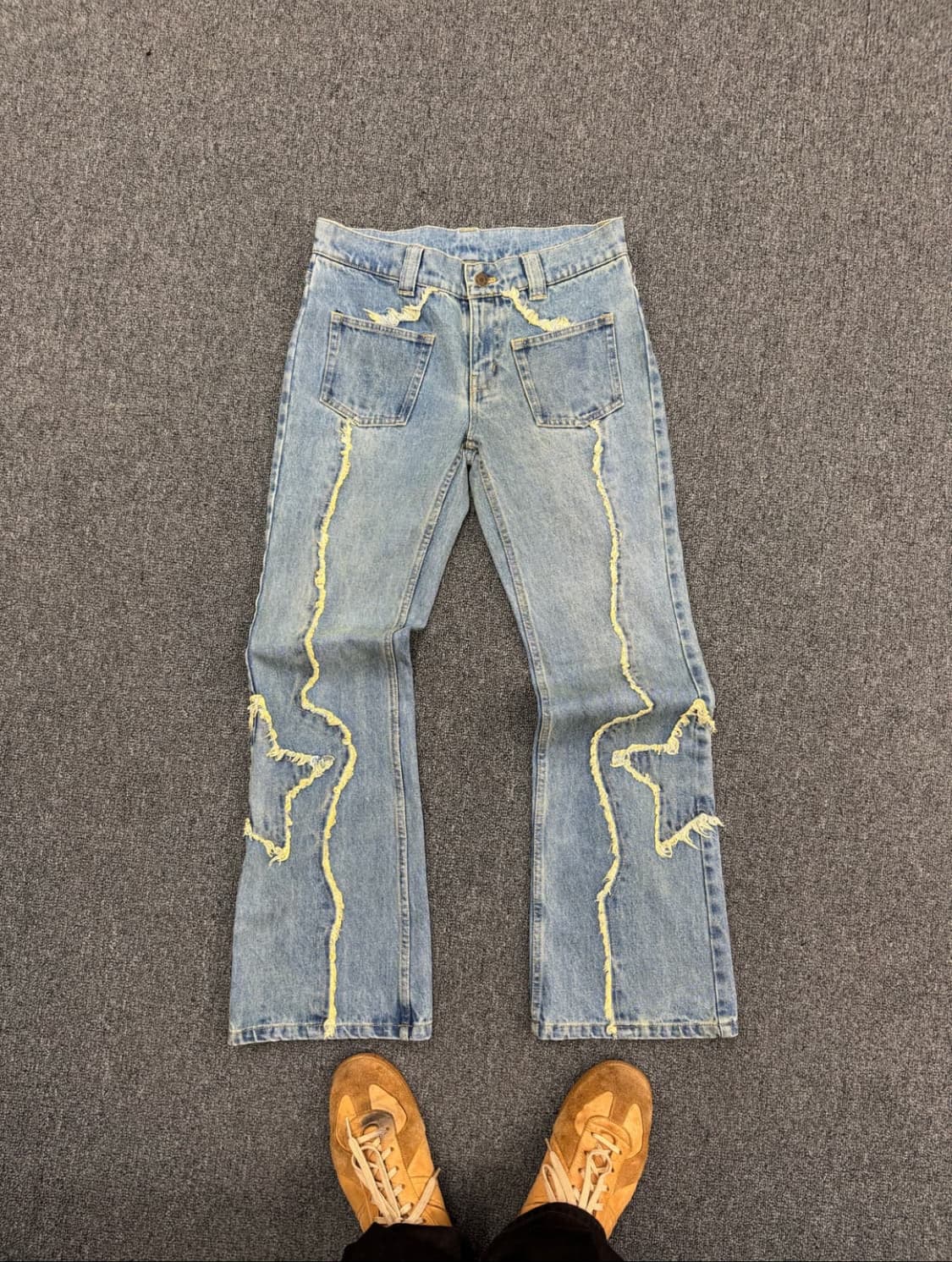 M)X-girl 빈티지 여성 별패치 부츠컷 연청 데님팬츠 상품이미지4