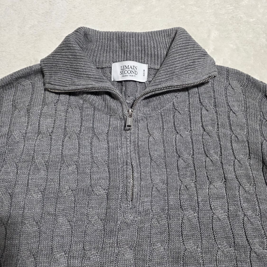 (M)리메인세컨드 하프집업 케이블 니트 상품이미지2