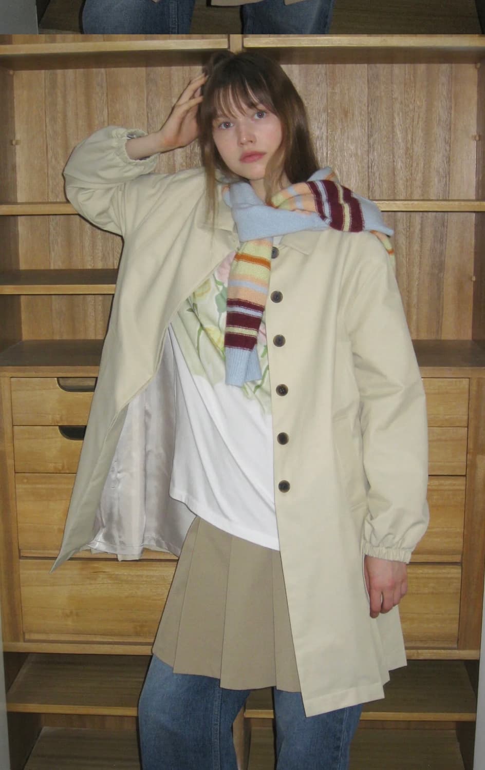 시눈 Tailored Pleated Jacket (Beige) 트렌치코트 상품이미지1