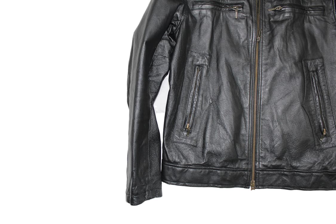 2000s 타케오 키쿠치 카우레더 2WAY 하이넥 레더 자켓 상품이미지4